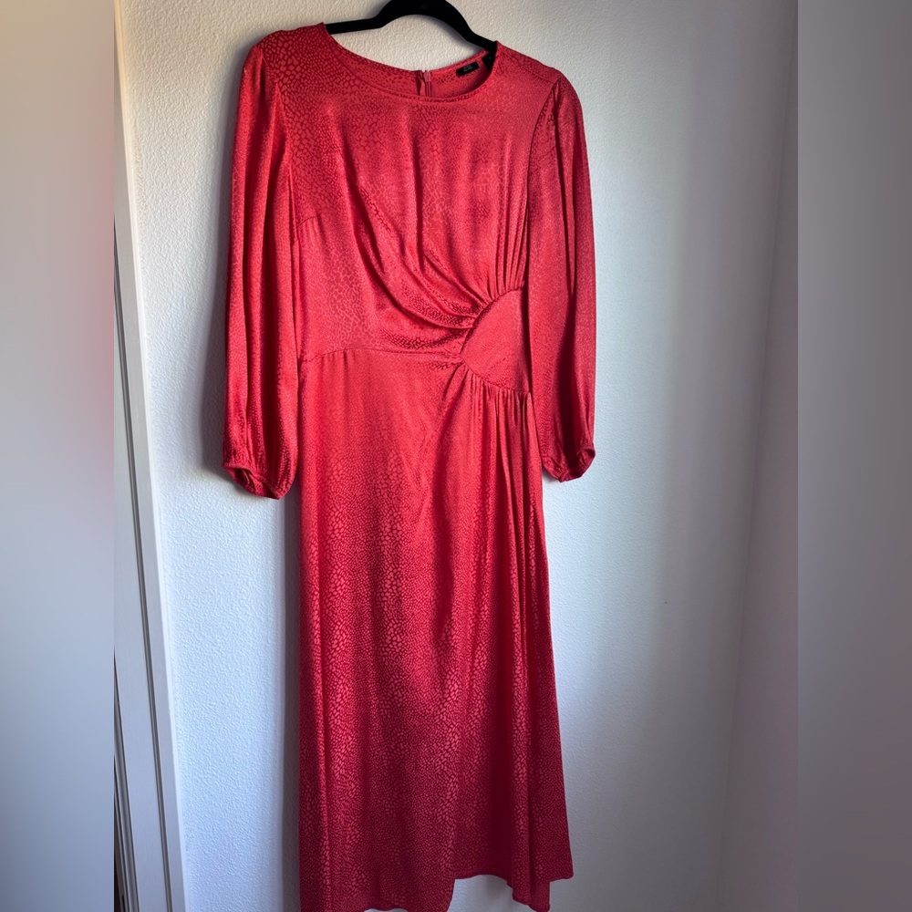 River island red midi satin dress